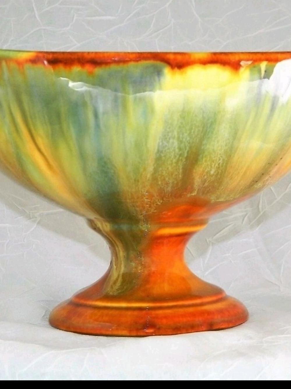 Vtg Haeger Pedestal RG114 Briar Agate Orange Green